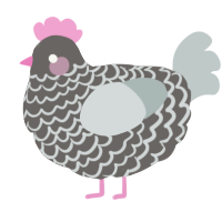 A grey and silver chicken with a lace pattern