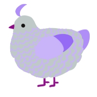 Frosting, a silver and lilac chicken with a lace pattern