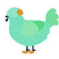 A mint and spring chicken with a speckle pattern