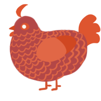 Autumn, a red and vermilion chicken with a lace pattern