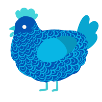 (unnamed), a ultramarine and cerulean chicken with a double-lace pattern