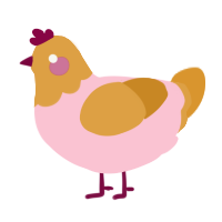 Painted, a rose and orange chicken with a head pattern