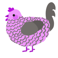 A lavender and grey chicken with a lace pattern