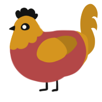 George, a red and ochre chicken with a head pattern