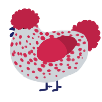 A mist and crimson chicken with a speckle pattern