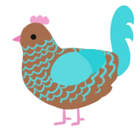 (unnamed), a brown and aqua chicken with a lace pattern