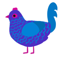 A indigo and sapphire chicken with a lace pattern