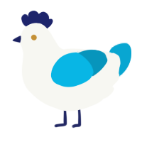 Lan Wang鸡, a white and cerulean chicken