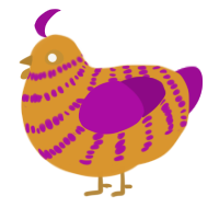 Ward Eight - BCD, a orange and plum chicken with a bar pattern