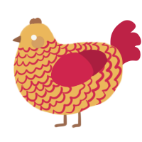 Mustard and Ketchup, a honey and crimson chicken with a lace pattern