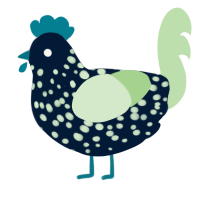 A tumblr and gluppy chicken with a speckle pattern