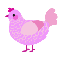 A lavender and pink chicken with a lace pattern