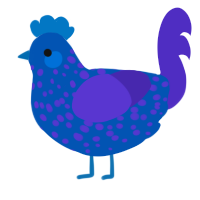 (unnamed), a ultramarine and indigo chicken with a speckle pattern
