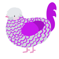A mist and amethyst chicken with a lace pattern