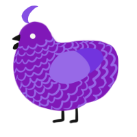 violet, a violet and blurple chicken with a lace pattern