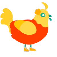 Lucas, a vermilion and honey chicken with a head pattern