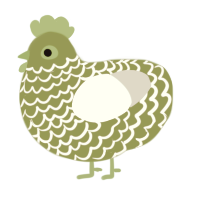 A chartreuse and silver chicken with a lace pattern