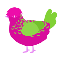 Dragonfruit, a fuchsia and grass chicken with a half-lace pattern