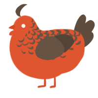 (unnamed), a vermilion and bark chicken with a half-lace pattern