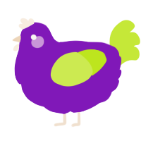 Mark, a violet and lime chicken