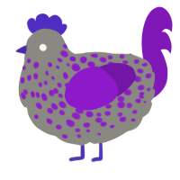 A ash and violet chicken with a speckle pattern