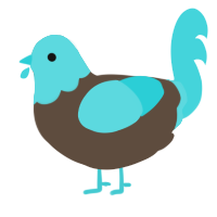 Squidward Tentacles, a bark and aqua chicken with a head pattern