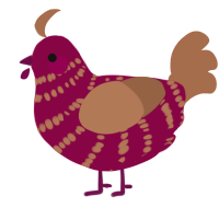A maroon and brown chicken with a bar pattern