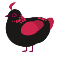 A sable and crimson chicken with a neck-speckle pattern