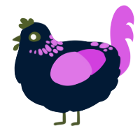A tumblr and orchid chicken with a neck-speckle pattern