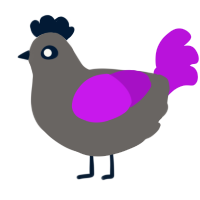 Bl0rb3rry S0da, a grey and amethyst chicken