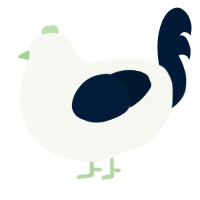 A white and tumblr chicken