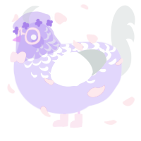 A lilac and silver chicken with a half-lace pattern