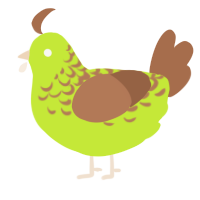 A lime and brown chicken with a half-lace pattern