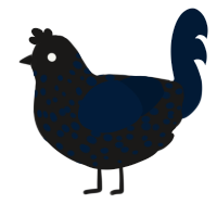 sable xyx, a sable and tumblr chicken with a speckle pattern