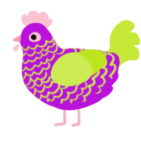 A amethyst and lime chicken with a lace pattern