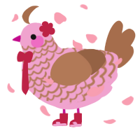 A pink and brown chicken with a lace pattern
