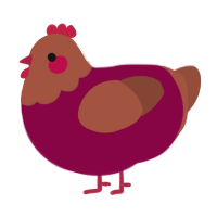 A maroon and russet chicken with a head pattern
