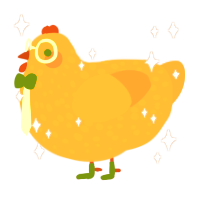 squishy, a orange and ochre chicken with a speckle pattern