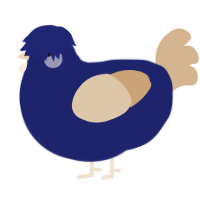 A navy and beige chicken