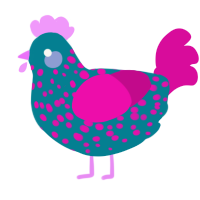(unnamed), a sea and fuchsia chicken with a speckle pattern