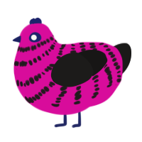 A fuchsia and sable chicken with a bar pattern