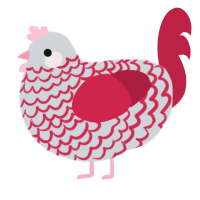 A mist and crimson chicken with a lace pattern