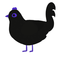A black chicken with a speckle pattern