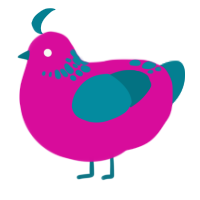 A fuchsia and sea chicken with a neck-speckle pattern