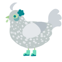 A silver and mist chicken with a speckle pattern