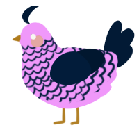 A lavender and tumblr chicken with a lace pattern