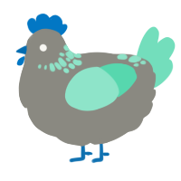 A ash and mint chicken with a neck-speckle pattern