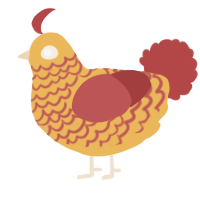 A honey and red chicken with a lace pattern