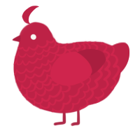 A crimson chicken with a lace pattern