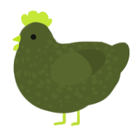 Bobby, a olive chicken with a speckle pattern